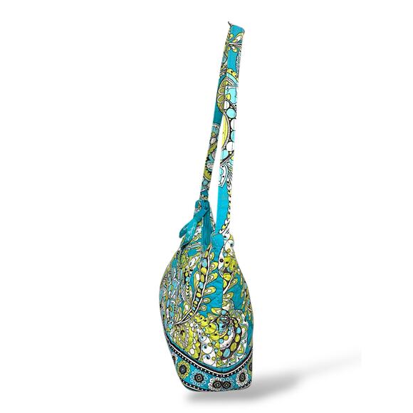 Vera Bradley Molly Hobo Bag Retired Peacock Blue Green Quilted Cotton - Picture 4 of 10